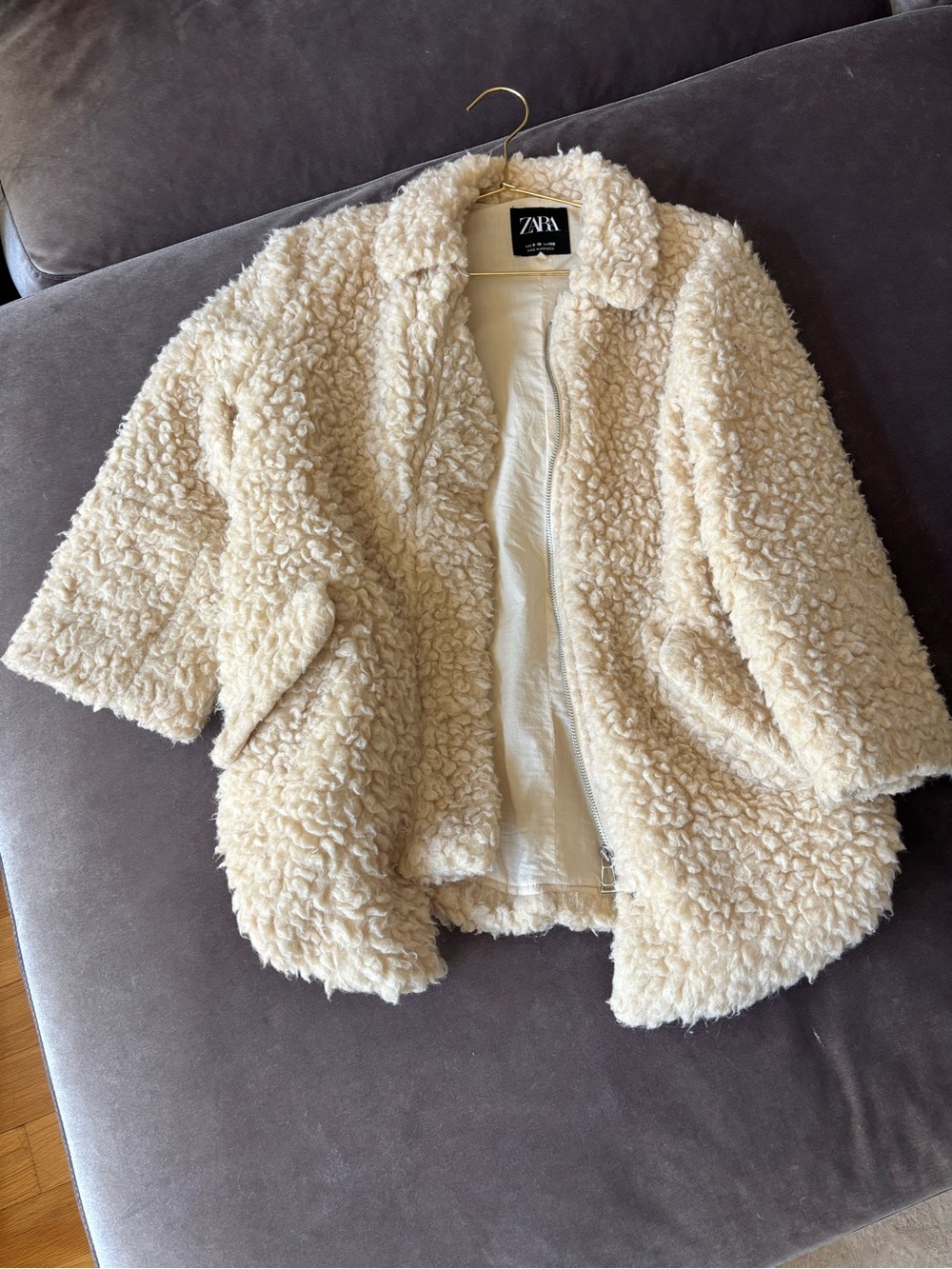 ZARA Cream Teddy Faux Shearling Jacket